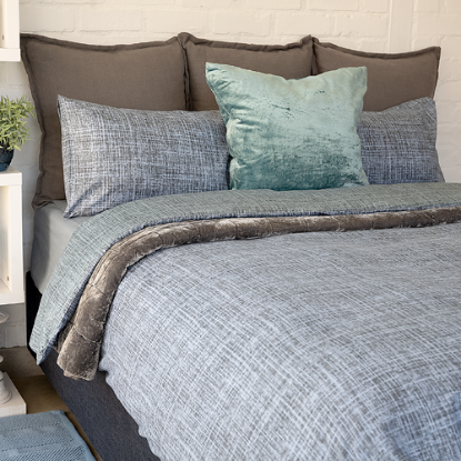 Crystal Crosshatch Set - Blue/Grey Queen 