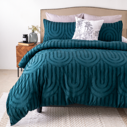 Picture of Tufted Duvet Cover 3pc Set - Teal - DBL 200x200cm